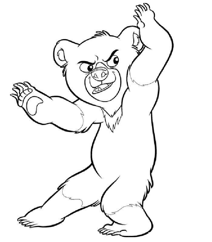 coloriage freres des ours kenai menacant